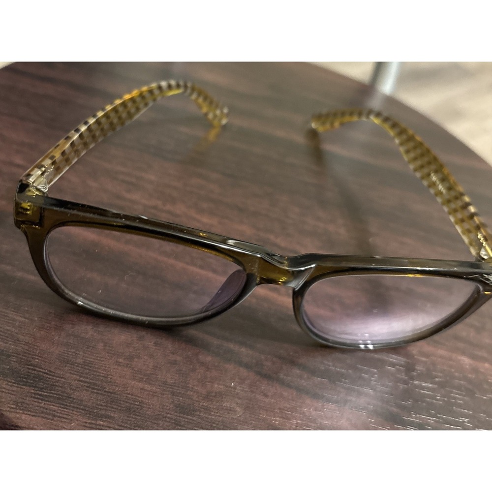 Zenni Brown Square Glasses Translucent Striped Temple Arms No Lens Frames Only